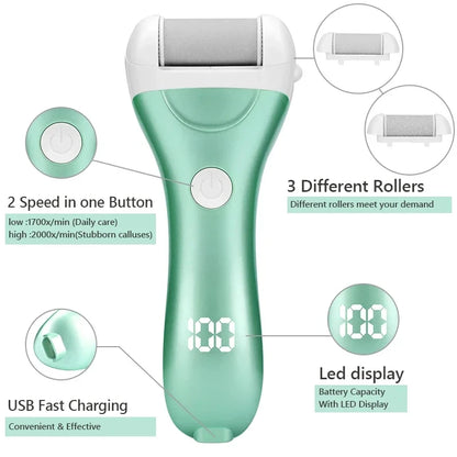 Rechargeable Electric Foot Grinder - USB Powered Callus Remover with Adjustable Speeds, for Men & Women's Pedicure and Self-Care