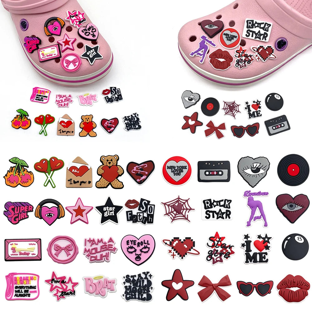 16-100pcs Y2K pink Shoe Charms For Sandals,Shoe Decoration Accessories Shoe Pins Great Gift For Men Women