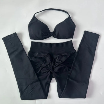 Women's 2 Piece Yoga Set High Quality Seamless Leggings And Strappy Bra Workout Gym Fitness Sportswear Resistance Training