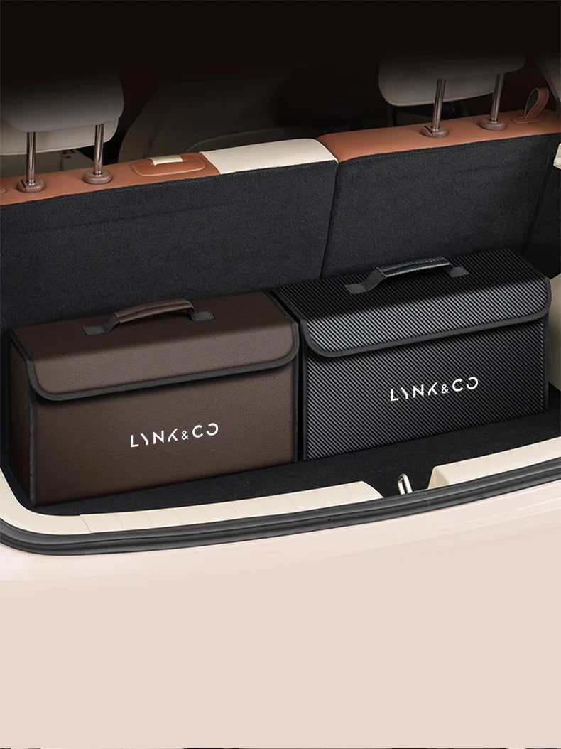 Car Trunk Storage Box Fit For LYNK&CO 01 02 03 05 06 07 08 09 10 Z10 Z20 900 2024 2025 Storage Bag Leather Car Trunk Tool Box