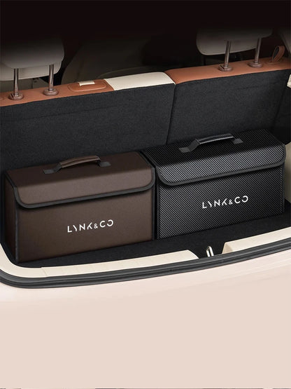 Car Trunk Storage Box Fit For LYNK&CO 01 02 03 05 06 07 08 09 10 Z10 Z20 900 2024 2025 Storage Bag Leather Car Trunk Tool Box
