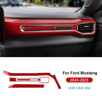 Real Soft Carbon Fiber Sticker For Ford Mustang GT Dark Horse EcoBoost 2024 2025 2026 LHD RHD Car Center Console AC Outlet Trim