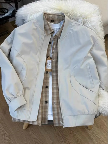 Spring/Summer 2026 New Men's Pilot Windbreaker Fashion Casual Lightweight Solid-color Baseball Sport Coat Cycling Jacket S-4XL