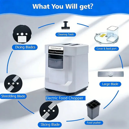 K8600 Commercial Dicing Machine White 3-in-1 Multi-Function Electric Cutter Strips Shreds Slices Dice Radish Potato Vegetables