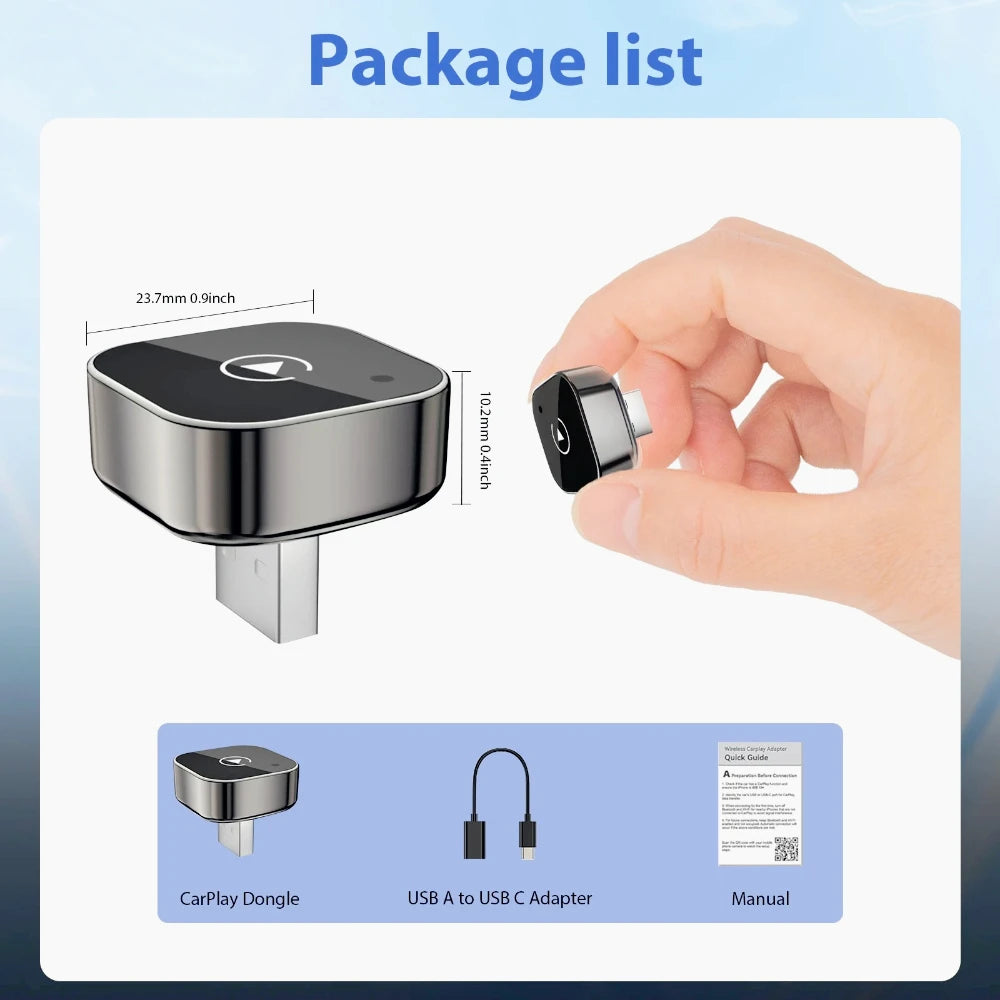 2026 New Wireless Car Adapter, Auto Connect for iPhone & Android, 5GHz WiFi