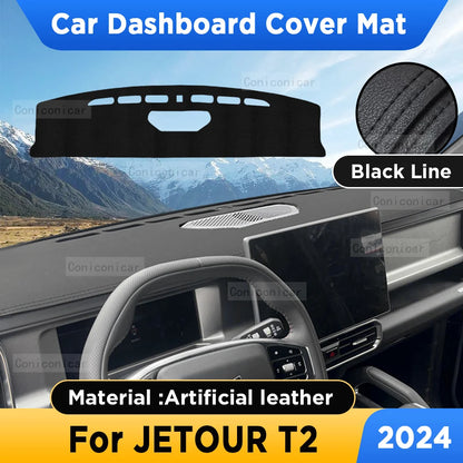For CHERY JETOUR T2 2024 Car Dashboard Cover Mat Dash Board Sun Shade Anti-UV Pad Artificial Leather sun-proof Accessories