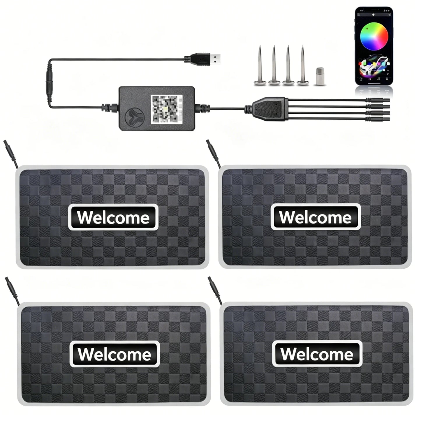 2/4 in 1 Car Floor Mat Ambient Light RGB LED Light App Control Customizable Interior Decorative Atmosphere Lamp Auto Accessories
