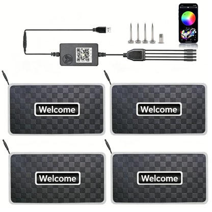 2/4 in 1 Car Floor Mat Ambient Light RGB LED Light App Control Customizable Interior Decorative Atmosphere Lamp Auto Accessories