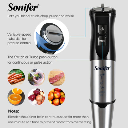 10 in 1 Food Processor 800 W Stainless Steel 15 Speed Four Blades With whisk, juicer, jam maker, meat grinder, vegetable slicer