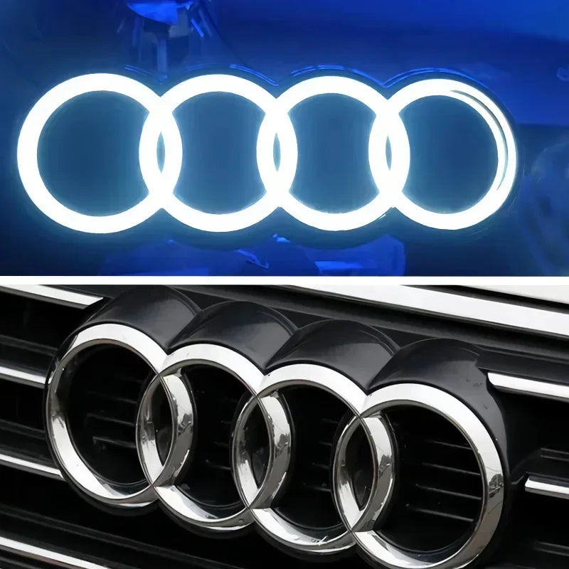 Audi 4-ring logo LED dynamic light front grille lamp Audi A3A4A5A6A7A8S3 S4 S5 S6 S7 Q3 Q5 Q7 black and silver.Quick delivery