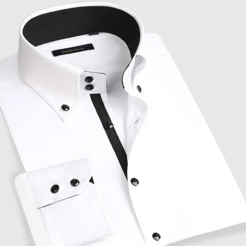 Men Designer Dress Shirt Button-down Collar Korean Fashion Male Formal Business Slim Fit Casual Long Sleeve White Shirts Autumn