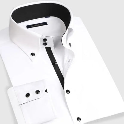 Men Designer Dress Shirt Button-down Collar Korean Fashion Male Formal Business Slim Fit Casual Long Sleeve White Shirts Autumn