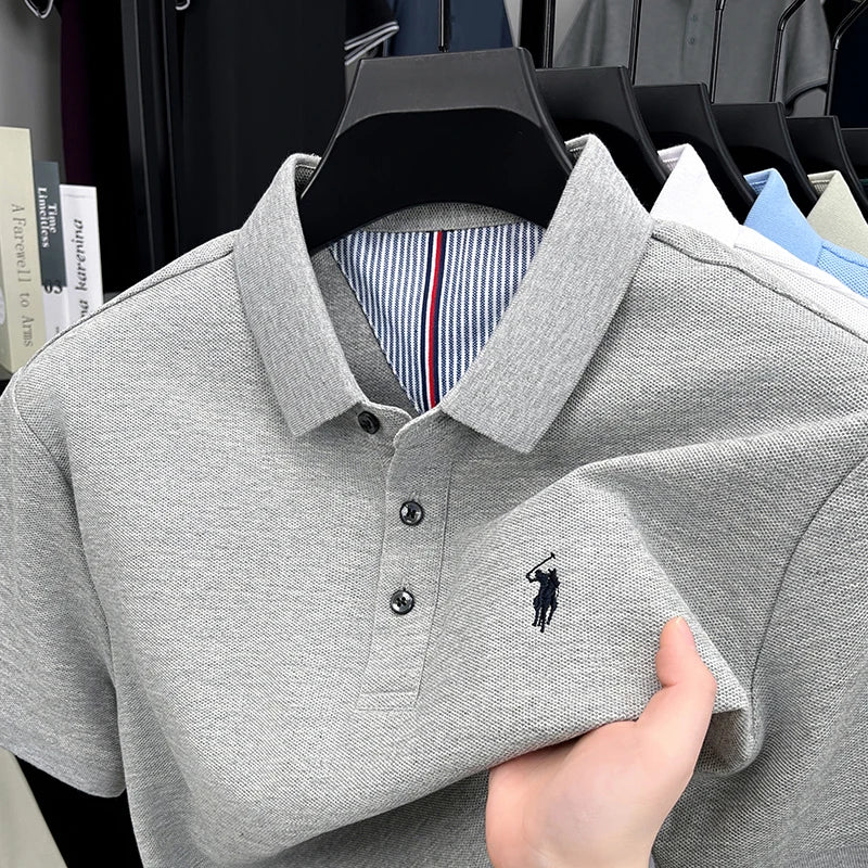 High end brand 100% cotton short sleeve polo shirt men luxur pony embroidery comfort breathable fashion T-shirt summer new top