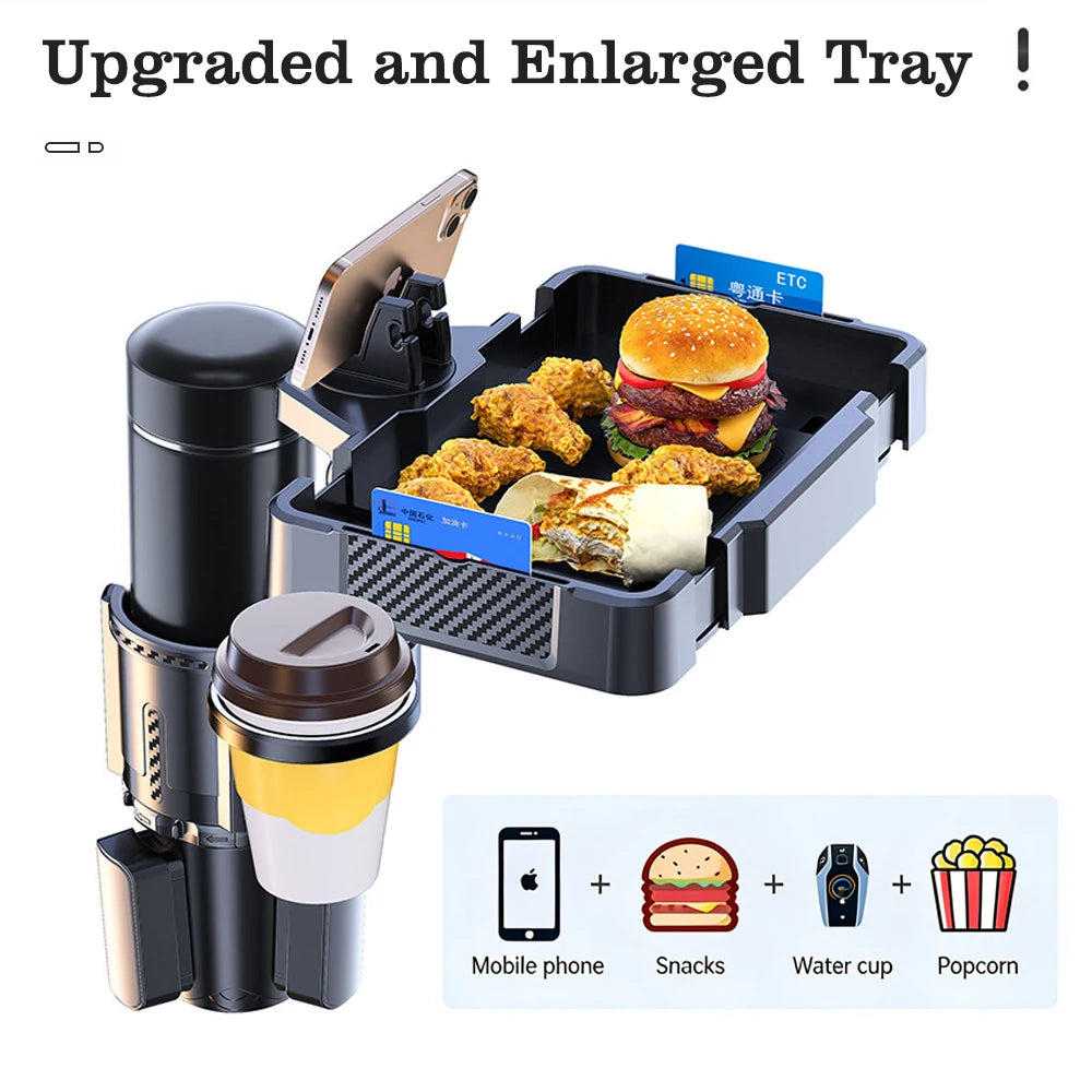 Cup Holder Tray for Car Dual Cap Holder 4 In 1 Adjustable Car Cup Holder Car Drink Phone Holders Snack Tray Expander