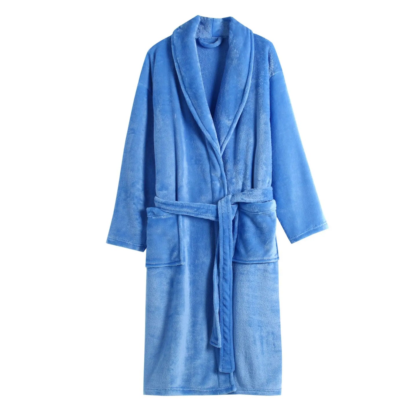 ex Thi Coral Fce Robe Long Flannel Pajamas Autumn Winter Home Clothes Air Conditioning Morning Gown Couple Pyjamas