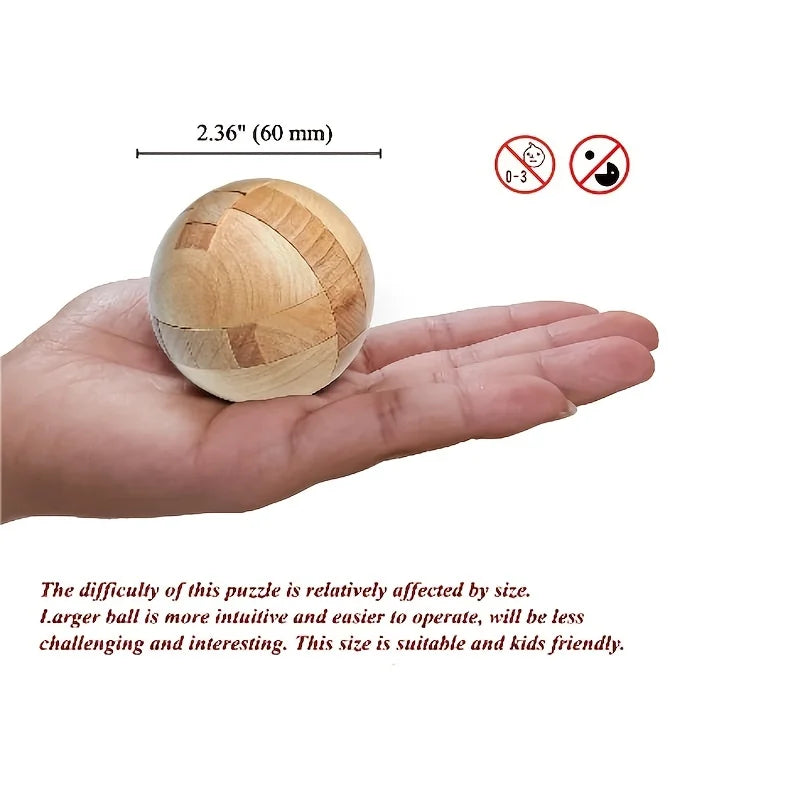 1pc Wooden Puzzle, Magic Ball Brain Teaser Toy, Intelligence Game, Ball Puzzle Halloween, Christmas, Thanksgiving Day Gift