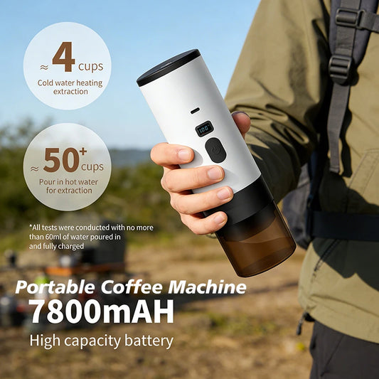 7800mAh Long-Lasting 3-in-1 Portable Coffee Maker, Electric Capsule Coffee Machine for Car, Travel & Camping