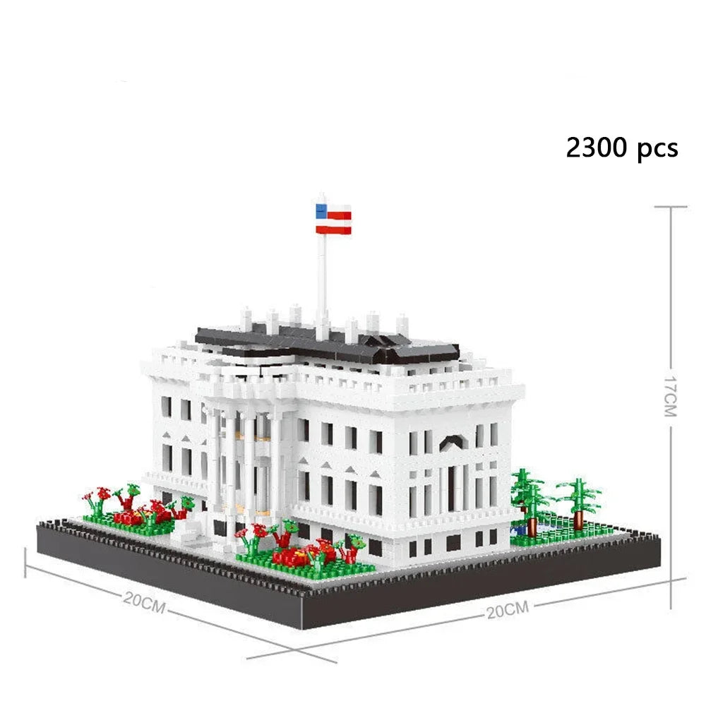 Knew Built Micro Mini Building Block with USB LED Light, White House Toy, Architecture Model, Ideal Decorative Piece Home Office