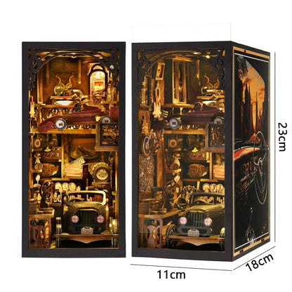 DIY Book Nook Kit Miniature Wooden 3D Puzzle Bookshelf Dollhouse Model Bookend Building Home Decoration For Christmas Gift
