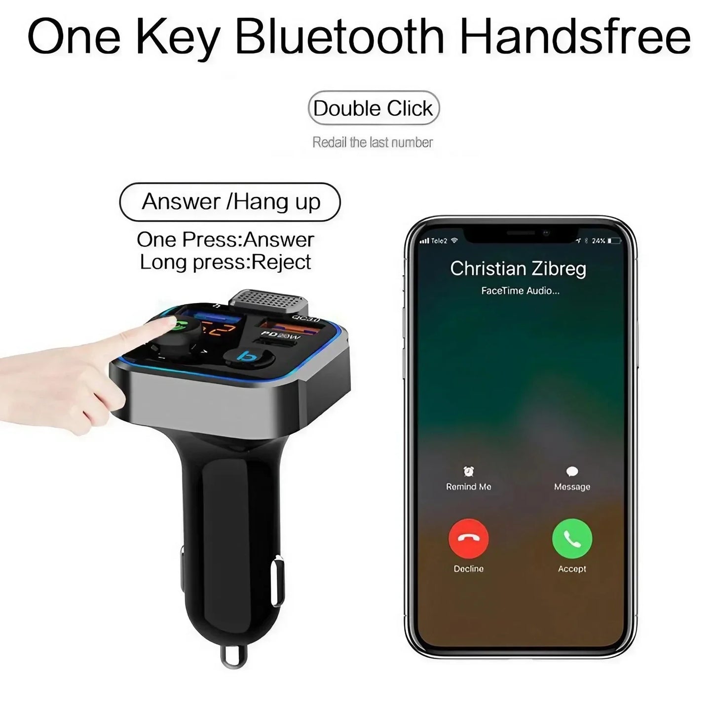 Bluetooth 5 0 FM Transmitter QC3 0 Fast Charger MP3 Player Car Wireless Audio Receiver Hands Free Car Charger Adapter for Phone