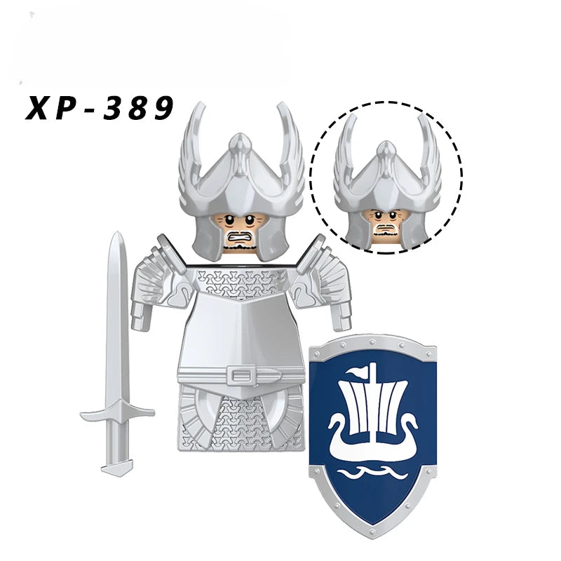 KT1051 Gondor Medieval Knight Building Blocks Figures Lancer Archer Soldier Minifigures With Helmet DIY Bricks Toys For Gift