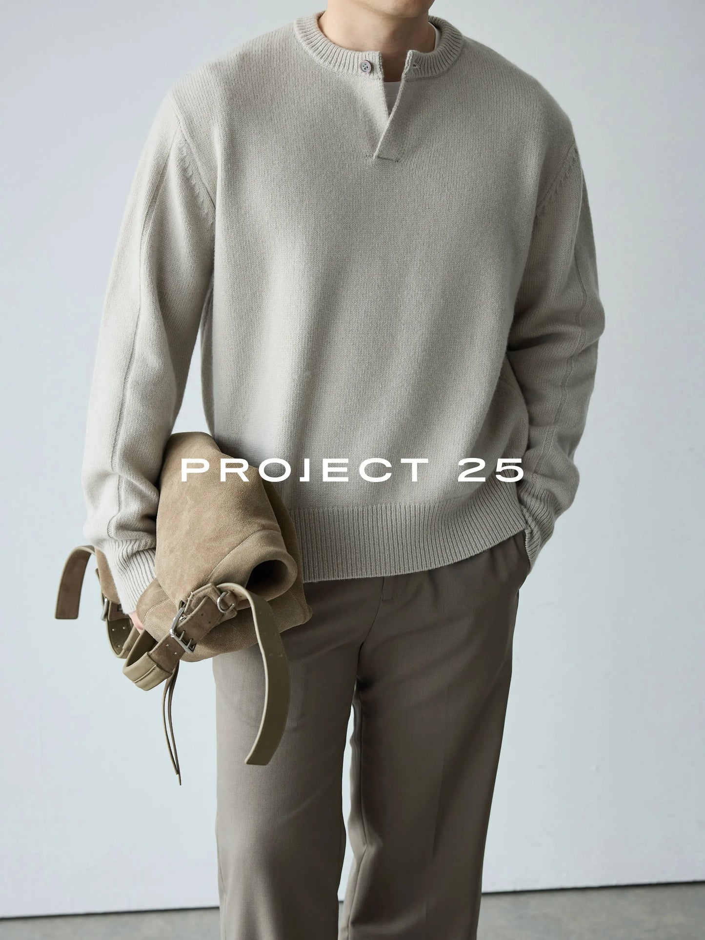 PROJECT 25 Premium Italian Wool Henley | 7-Ply 16-Count Soft Knit | One-Button Pullover Sweater