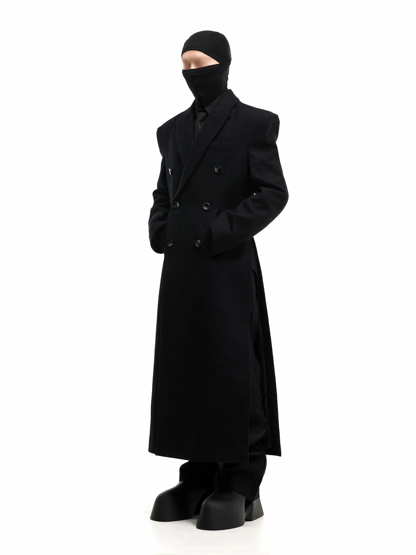Mauroicardi Autumn Winter Long Warm Thick Fitted Black Wool Blends Coat Men Shoulder Pads Elegant Luxury Woolen Overcoat 2025