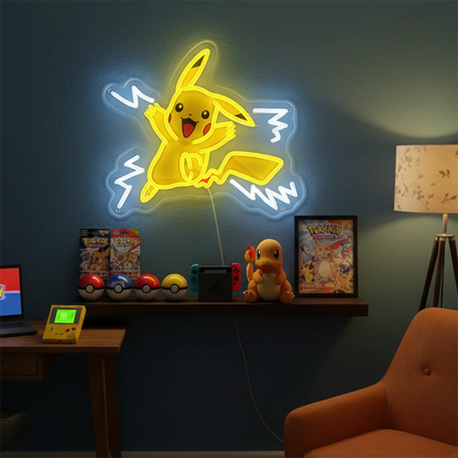 Custom Pokemon Pikachu Acrylic Neon LED Light Animes Artwork for Home Festival Party Salon Bar Hotel Business Shop,Etc.