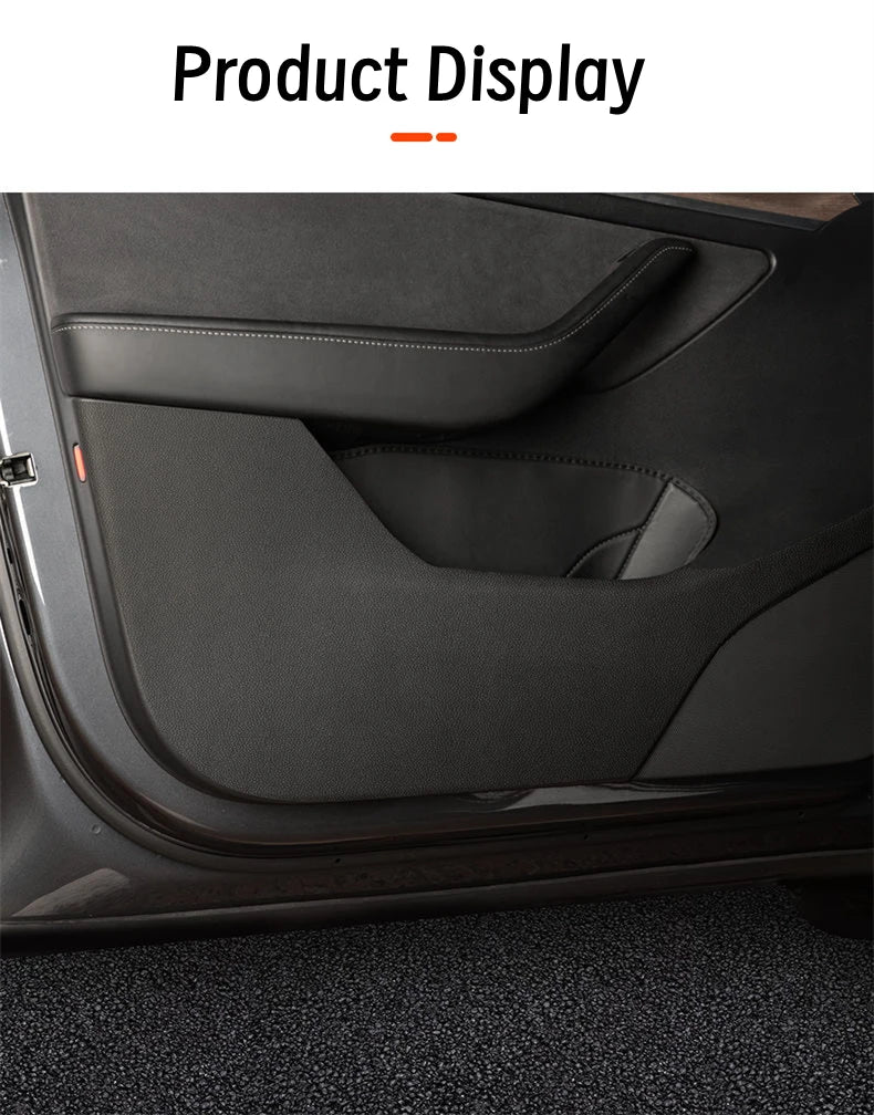 For Tesla Model YL 6-Seater Car Door Anti-Kick Pad Leather Sticker Trim Kit Side Door Protector Cover Car Interior Accessories