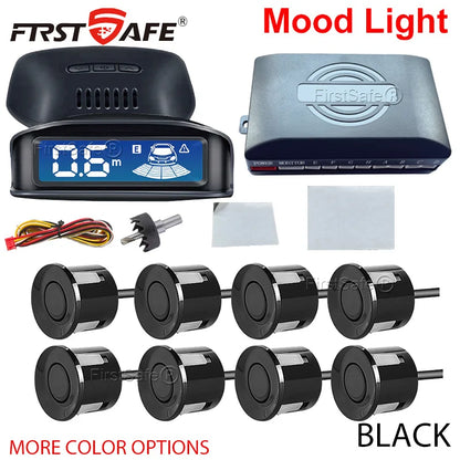 LED Reverse Radar 8 Sensors Backlight Display Voice Prompt Detection System Universal Auto Parking Safety Auxiliary Accessories