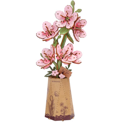 ROKR 3D Wooden Puzzle Flowers Bouquet Wooden Bloom Craft Model Kits Eternal Flowers Romantic Gift for Birthday Mother's Day