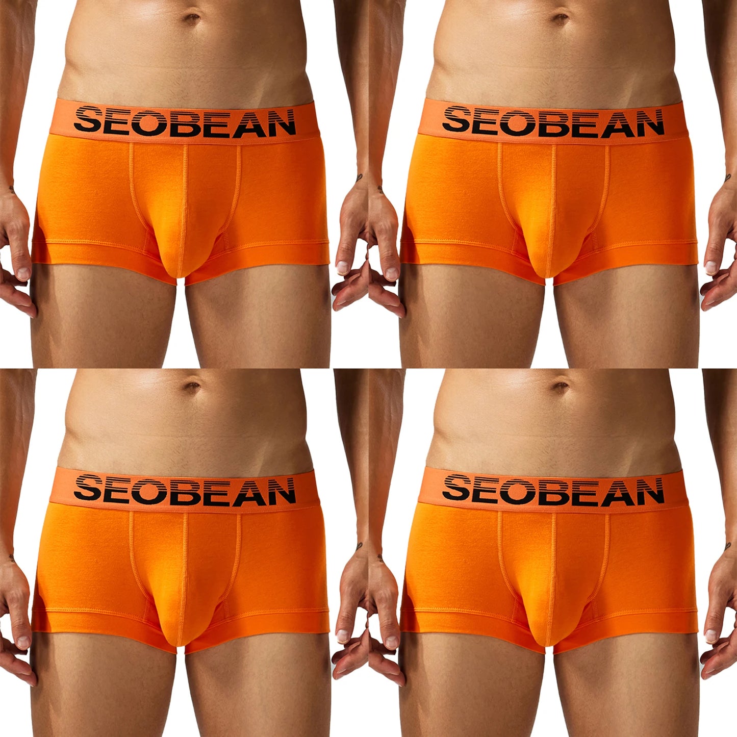 4-Pack SEOBEAN  Men's Cotton Briefs Comfortable Sweat-Absorbent Boxer Shorts Male Underwear