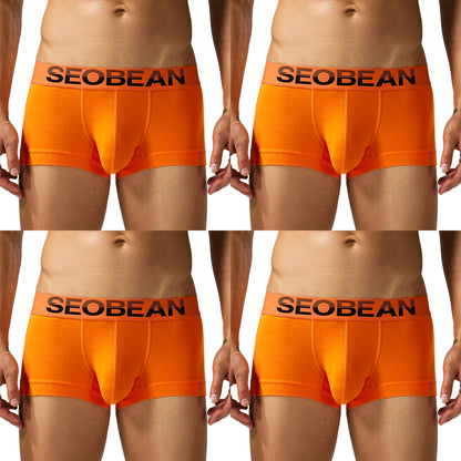 4-Pack SEOBEAN  Men's Cotton Briefs Comfortable Sweat-Absorbent Boxer Shorts Male Underwear