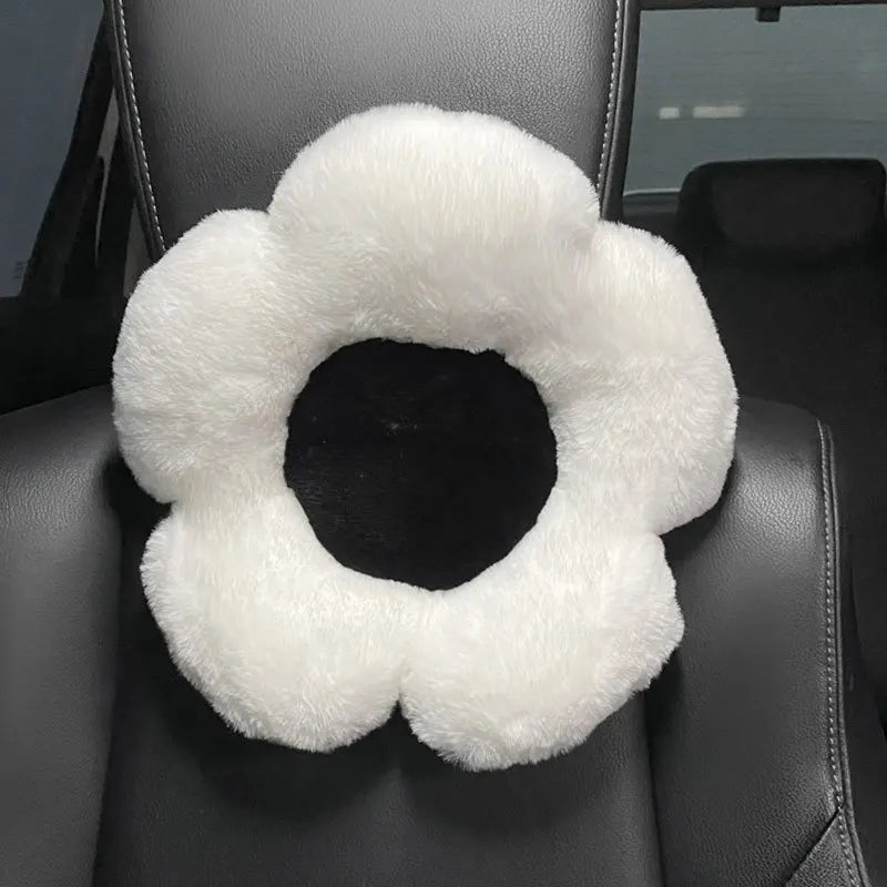 Winter New Cartoon Plush Car Cushion Simple Black White Thickened Anti Slip Women's Auto Seat Pad Cute Interior Modification