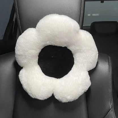 Winter New Cartoon Plush Car Cushion Simple Black White Thickened Anti Slip Women's Auto Seat Pad Cute Interior Modification