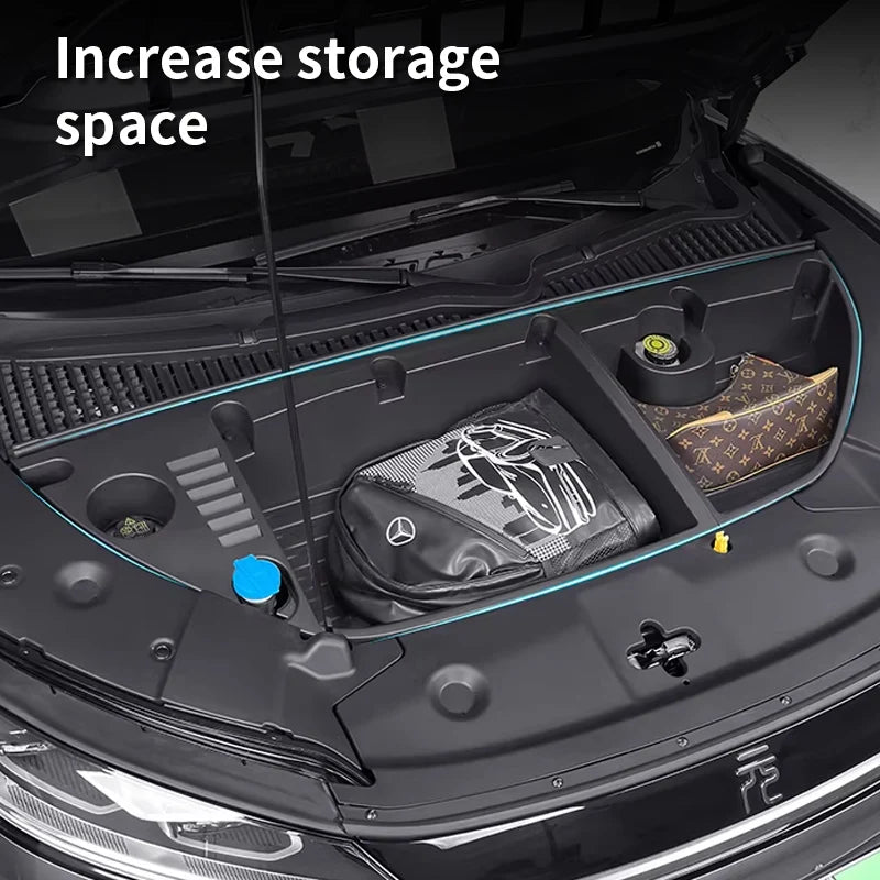 For Yuan UP Atto 2 2025 Car Front Trunk Hood Storage Box Organizer Case Large Capacity Tidy Accessories Scratch Wear-Resistant