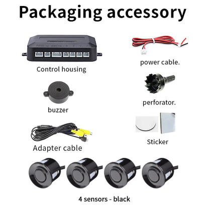 Rear View Parking Sensor System 4 Waterproof Sensors 22mm AHD/CVBS Compatible Display Car Safety Radar For Vehicle Truck Van RV