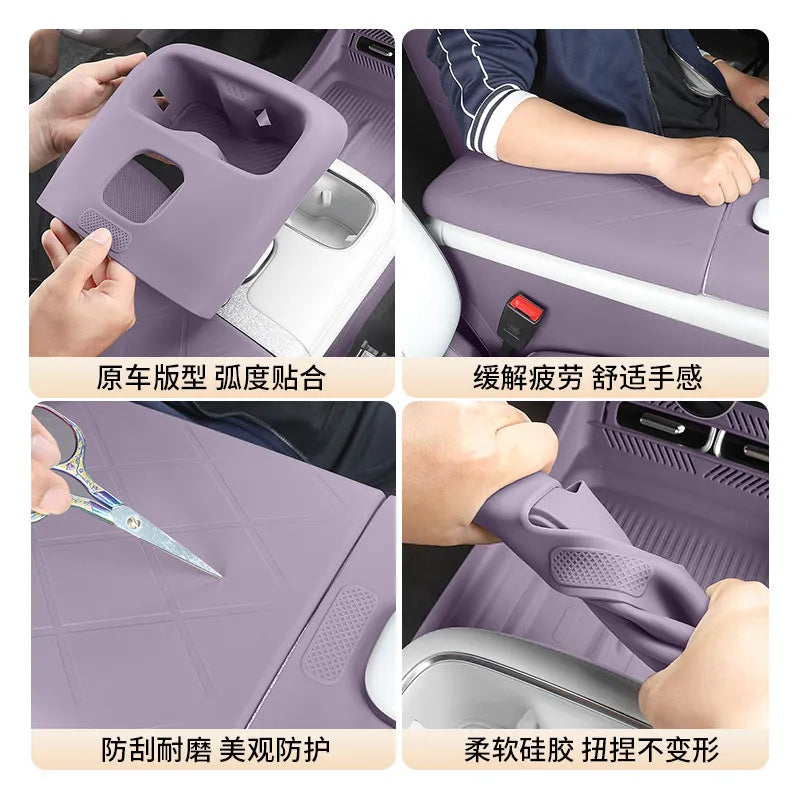 For Changan A06 2026 Wireless Charger Anti-Slip Mat & Cup Holder Liner Set, Non-Scratch Silicone Interior Accessories