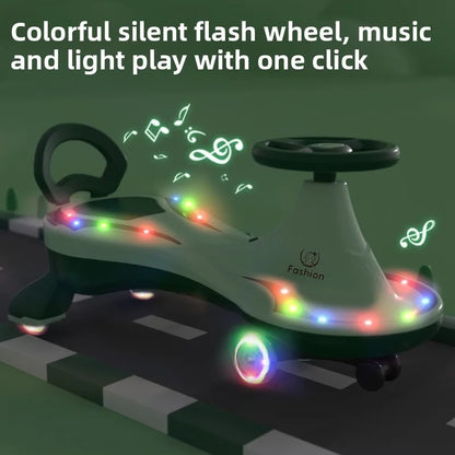Silent Twist Car Ride Toy Omnidirectional Wheels Anti Tip Swivel Baby Adult Friendly Anti-rollover Children's Wiggle Car
