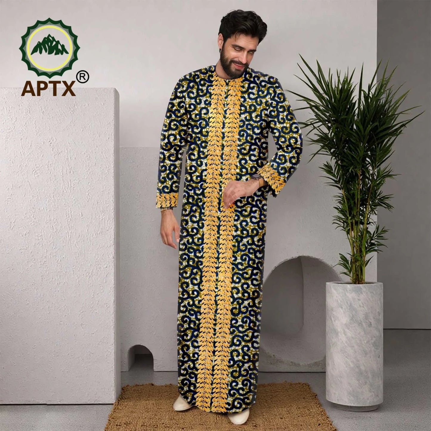 APTX Muslim Men Robe Abaya Long Sleeve Embroidery Festival Set Casual Men 3-Pcs Suit Abaya Middle East Arab Clothes