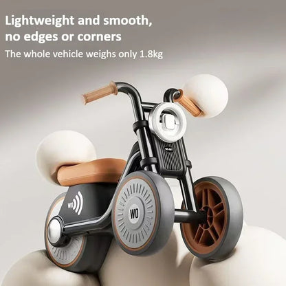 Kids Balance Bike Ride-on Motorcycle Toddler Balance Bike with Music & Lights Sturdy Non-Tip Design Quiet Wheels for Boys Girls