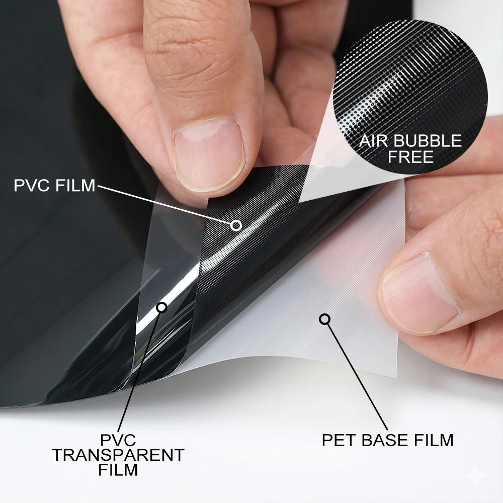 Glossy Black Self-adhesive Vinyl Sticker Circular Film Auto DIY Decal Bubble Free Air Free Car Body Styling Decor Accessories