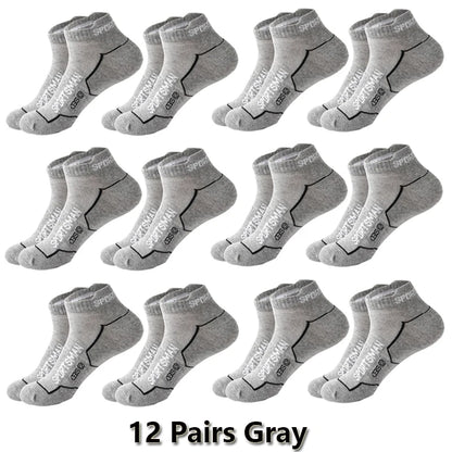 12 Pairs Summer Socks Men's Ankle Running Sports Socks Mesh Breathable Sweat Absorbent and Odor Fitness Low Cut Short Socks Thin