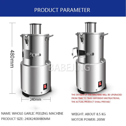Commercial Stainless Steel Electric Garlic Peeler Whole Garlic Clove Separator with Complimentary Garlic Press for Kitchen