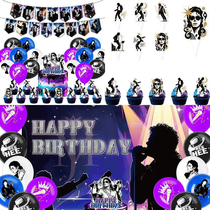 Michael Jackson Theme Birthday Party DIY Decoration MJ Balloon Backdrop Banner Birthday Halloween Party Decor Supplies