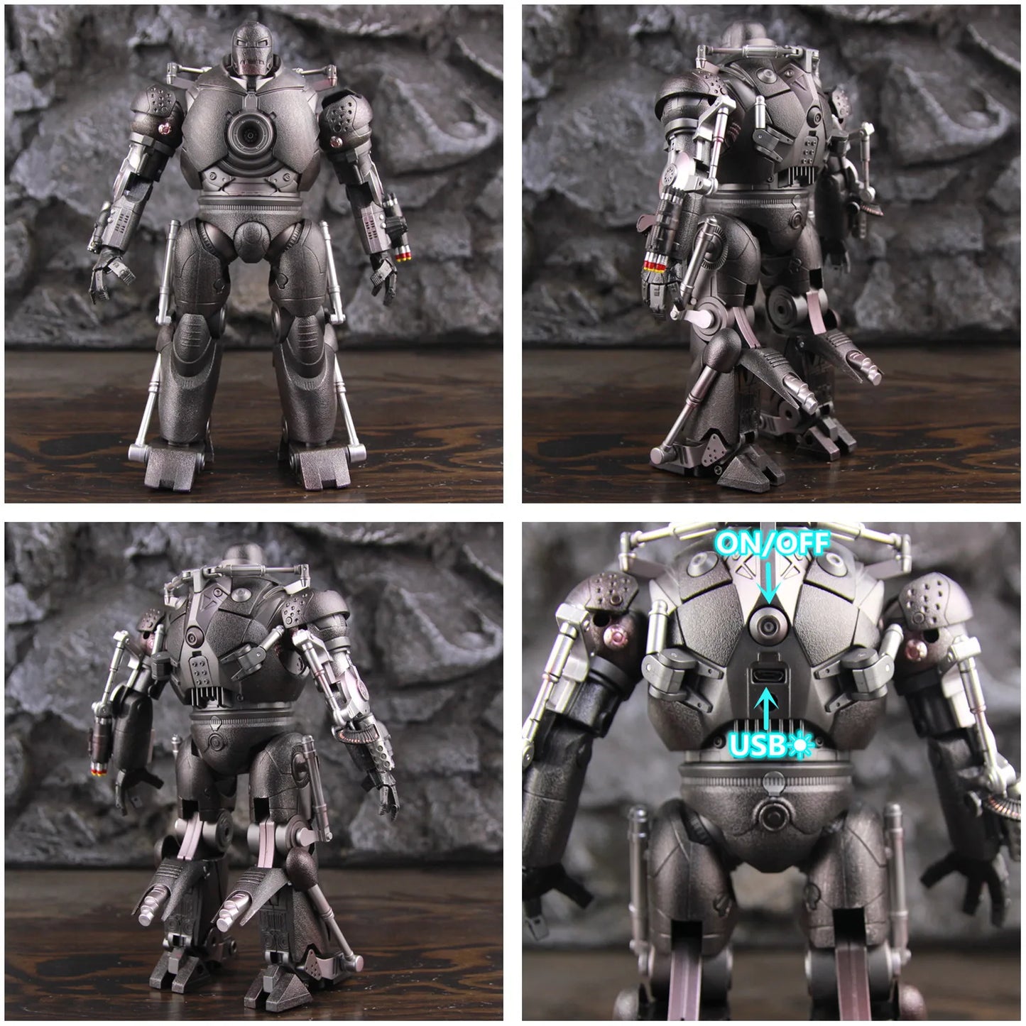 ZD Toys Marvel LED Light Classic Iron Man Iron Monger 1/10 8" Action Figure Ironman Movie Obadiah Stane Model Doll