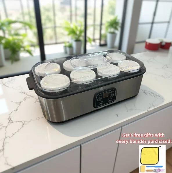 8 Glass Jar Electric Yogurt Maker with Fully Adjustable Fermentation Settings for Customizable Yogurt Making Perfect for Home Use