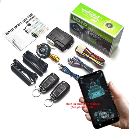 Universal APP Car Alarm Auto Start Stop System Remote Starter With Autostart Engine Ignition Button For Car Keyless Entry Kit