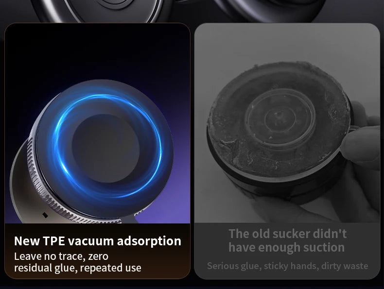Folding 15W wireless charging car phone holder vacuum suction 360 ° rotating magnetic support bracket