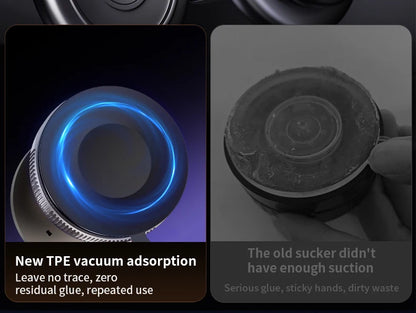 Folding 15W wireless charging car phone holder vacuum suction 360 ° rotating magnetic support bracket